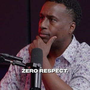 image of poker player on a podcast with the caption of him saying "zero respect"